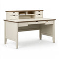 Schreibtisch 140 x 60 x 100 cm aus Holzwerkstoff in Cremebraun mit Aufsatz und Schubladen