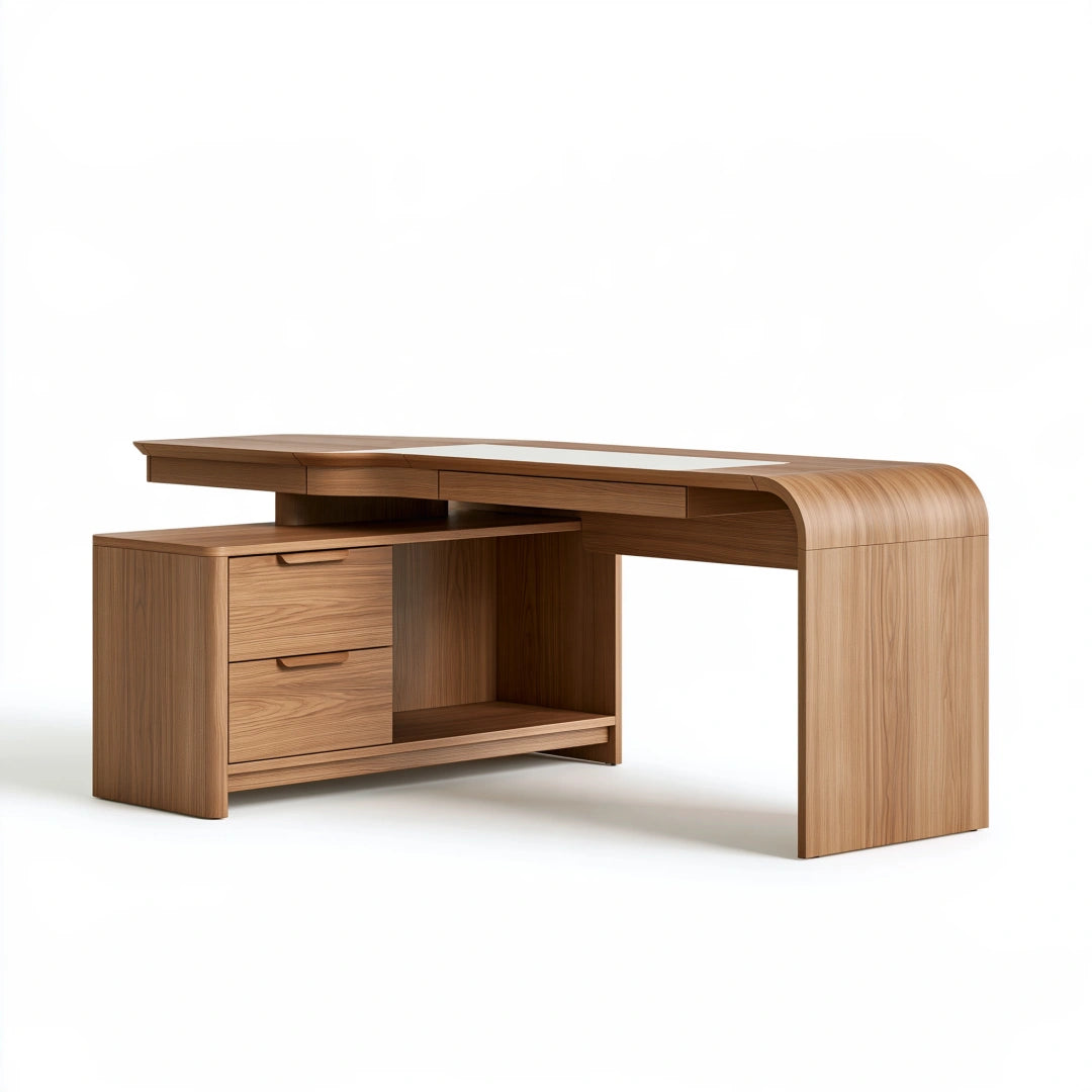Schreibtisch 160 x 70 x 75 cm Holzwerkstoff Walnussbraun mit 2 Schubladen und Aufsatz