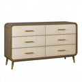 Kommode 140 x 45 x 85 cm Braun/Creme - Holzwerkstoff mit 6 Schubladen im Retro-Stil