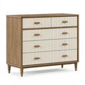Kommode 100 x 45 x 100 cm Holzwerkstoff Braun/Creme mit 4 Schubladen Mid-Century-Stil