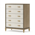 Kommode 80 x 40 x 100 cm Holzwerkstoff Braun Creme geriffelte Front
