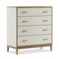 Kommode 80 x 40 x 100 cm aus Holzwerkstoff in Creme Naturholz und Gold mit 4 Schubladen