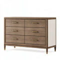 Kommode 140 x 45 x 90 cm in Braun Creme mit 6 Schubladen im klassischen Stil