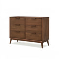 Kommode 120 x 45 x 90 cm Holz Dunkelbraun mit 6 Schubladen im Mid-Century-Stil