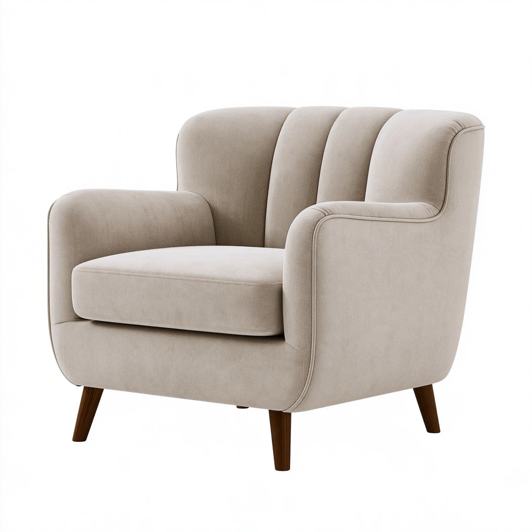 Sessel 82 x 78 x 84 cm Beige Textil mit Holzfüßen Modern