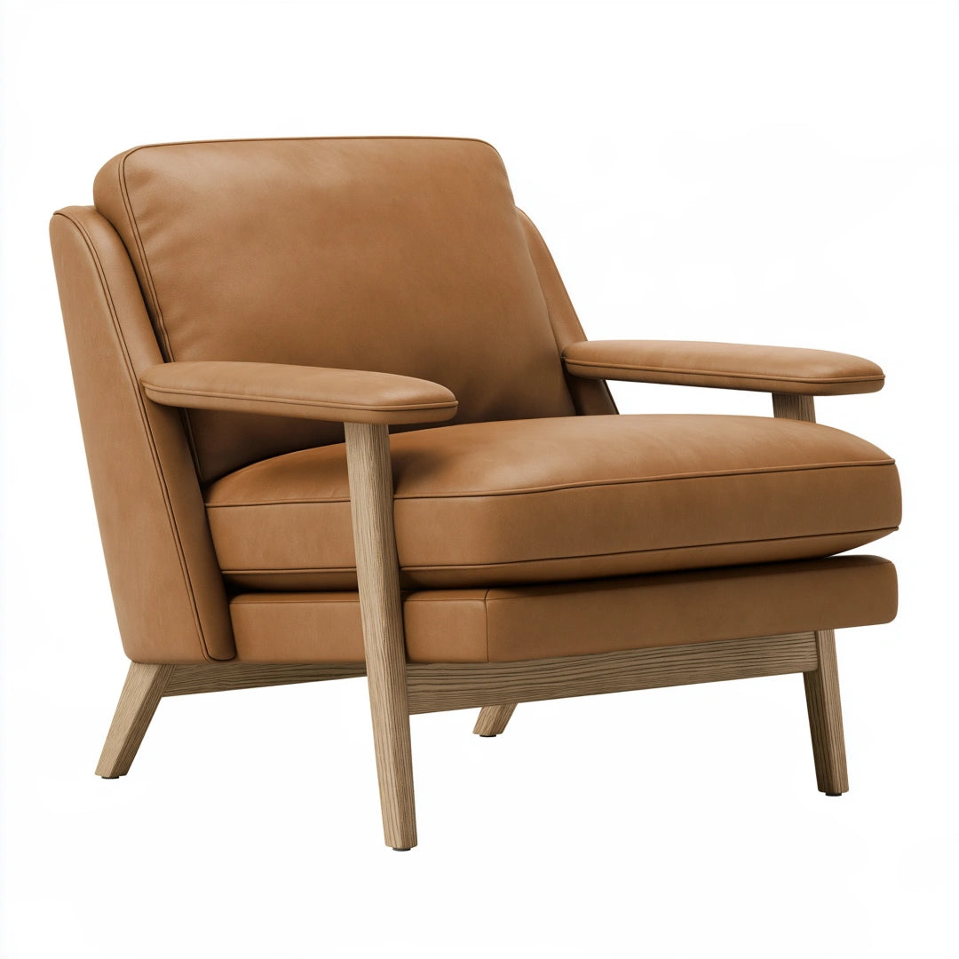 Sessel 82 x 85 x 88 cm braun Lederoptik Holzgestell Mid-Century-Stil