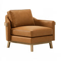 Sessel 90 x 85 x 88 cm Kunstleder Cognacbraun mit Holzbeinen