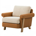 Sessel 88 x 84 x 90 cm in Cognac/Beige mit Kunstleder und Stoffbezug im modernen Stil