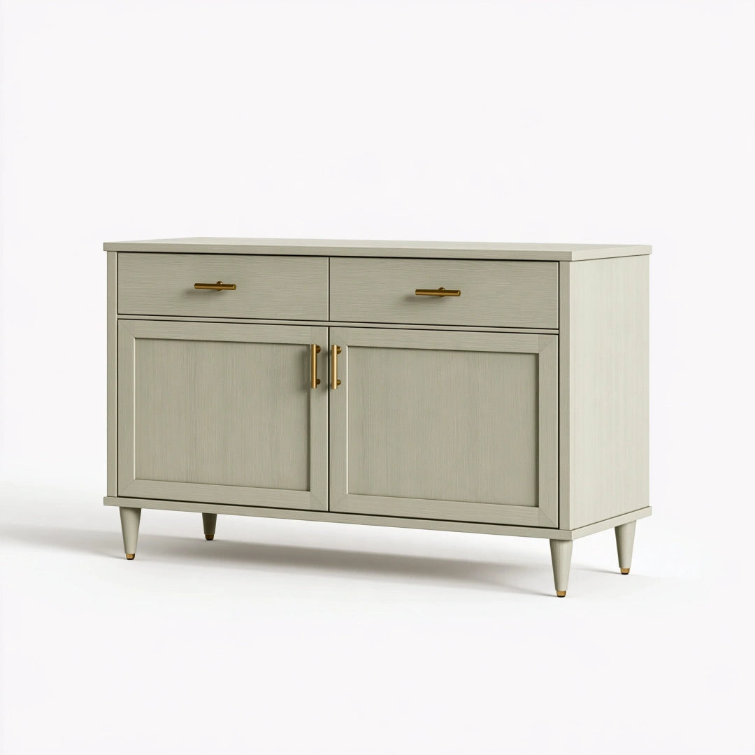 Sideboard 120 x 40 x 85 cm in Hellgrau mit 2 Schubladen und 2 Türen im modernen Stil