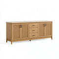 Sideboard 180 x 45 x 85 cm in Eicheoptik mit Steinoptik Ablagefläche geriffeltem Design und Stauraum