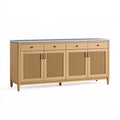 Sideboard 180 x 45 x 90 cm Holzwerkstoff Natur mit grauer Deckplatte geriffelte Fronten