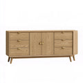 Sideboard 180 x 45 x 80 cm Holz Natur - 6 Schubladen 2 Türen Skandinavischer Stil