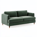 2-Sitzer Sofa 170 x 85 x 85 cm dunkelgrüner Samt mit gerippten Armlehnen