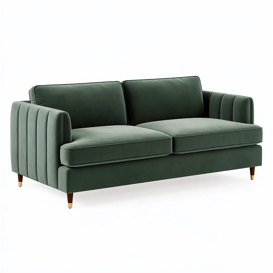 2-Sitzer Sofa 170 x 85 x 85 cm dunkelgrüner Samt mit gerippten Armlehnen