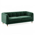 2-Sitzer Sofa 180 x 85 x 76 cm Samt Dunkelgrün Wohnzimmer Retro