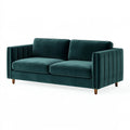2-Sitzer-Sofa 160 x 85 x 82 cm aus Samt Dunkelgrün mit Holzfüßen