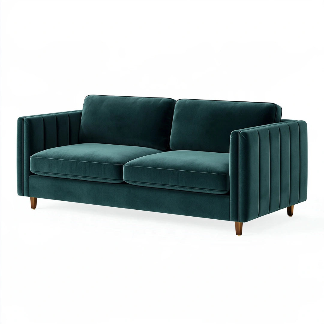 2-Sitzer-Sofa 160 x 85 x 82 cm aus Samt Dunkelgrün mit Holzfüßen
