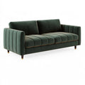3-Sitzer Sofa 220 x 90 x 85 cm Samt Dunkelgrün mit gepolsterten Armlehnen