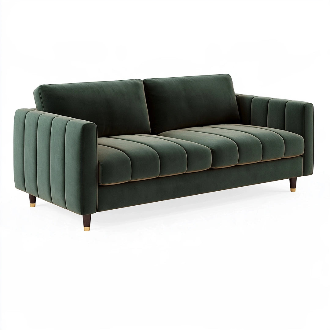 3-Sitzer Sofa 220 x 90 x 85 cm Samt Dunkelgrün mit gepolsterten Armlehnen