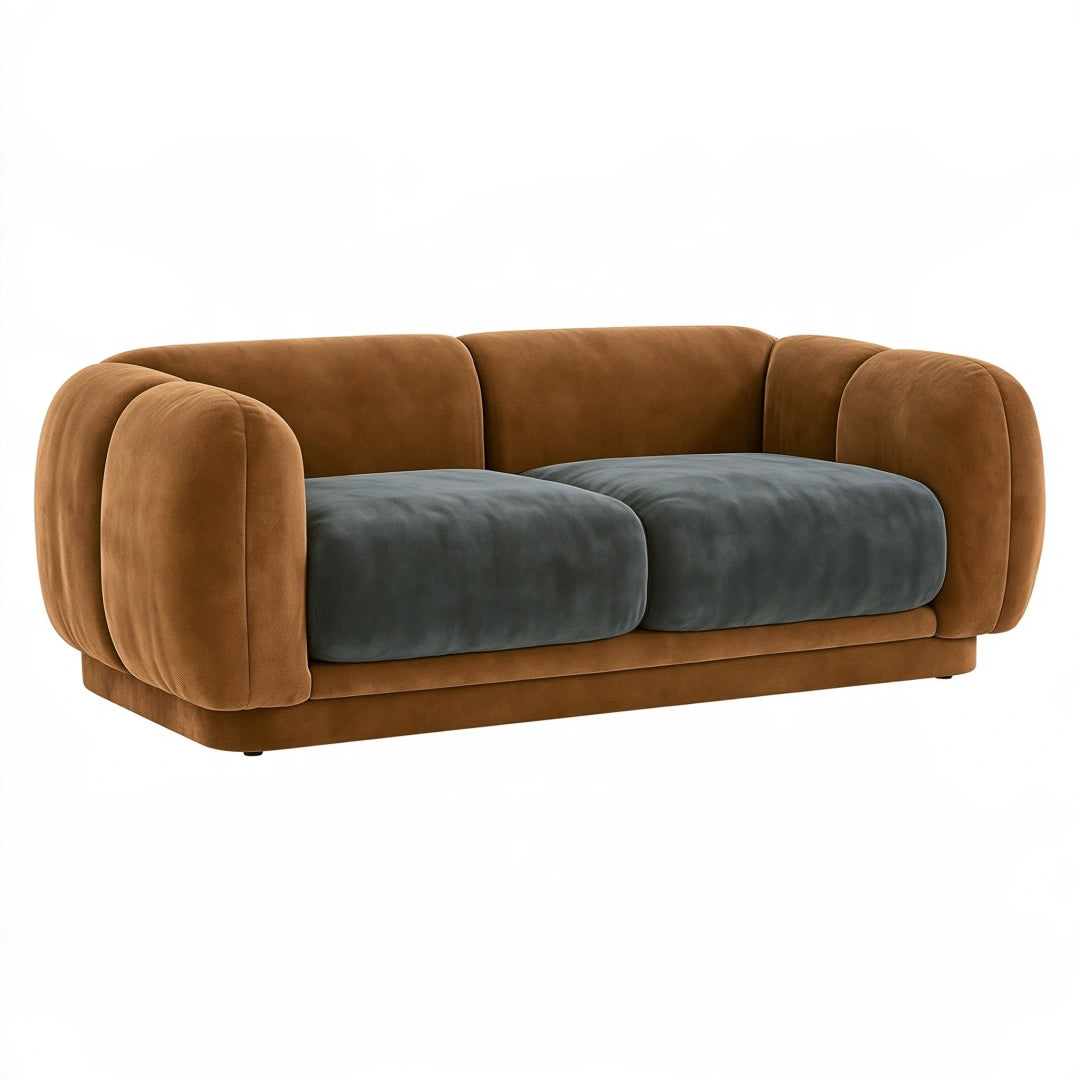 2-Sitzer Sofa 220 x 100 x 75 cm Samt Braun Grau - Modernes Wohnzimmer Sofa