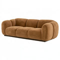 3-Sitzer-Sofa 220 x 100 x 75 cm Samtoptik Cognac - Gepolstertes Wohnzimmermöbel