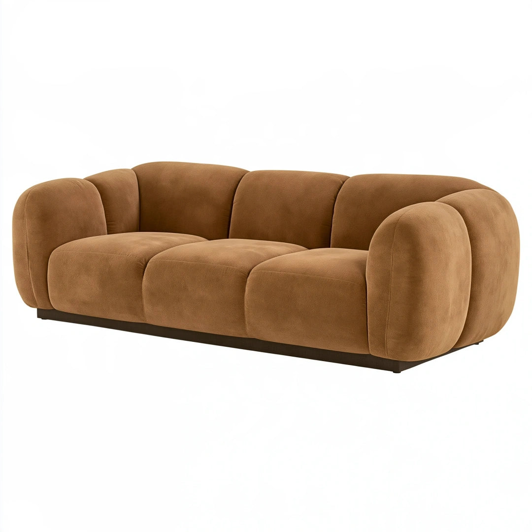 3-Sitzer-Sofa 220 x 100 x 75 cm Samtoptik Cognac - Gepolstertes Wohnzimmermöbel