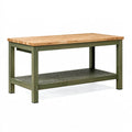 Werkbank 120 x 60 x 90 cm aus Holz Naturgrün mit gelochtem Ablageboden