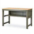 Werkbank 120 x 60 x 90 cm aus Holz und Metall in Naturgrün mit Ablage