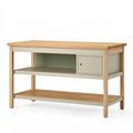 Werkbank 120 x 60 x 90 cm aus Holz und Metall in Naturgrau mit Lochwand und Ablagen