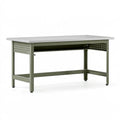 Werkbank 120 x 60 x 85 cm aus Stahl in Grau Grün mit Lochblenden im Industrie-Stil